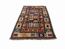 Vintage Hand Knotted Caucasian Kazak Style Rug Wool Tribal Carpet 4.5x7 54x82 picture