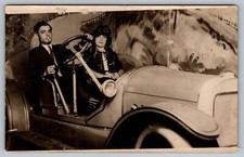 Postcard Antique Car Packard Duesenberg Studio Portrait Smoking Real Photo RPPC picture