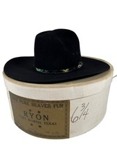 Vintage The Tyler Roundup 5X Beaver Cowboy Hat Black -Size 7 - Roy Cooper RYON picture