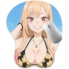 3D Anime Girl Mouse Pad, Oppai Wrist Rest, Ergonomic Gaming Mat, Marin Kitagawa picture