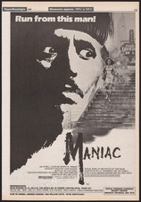 MANIAC – Original 1980 Trade AD / poster – Premiere Screening – Joe Spinell picture