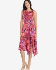 London Times Leaf Print Abstract Hem Fit n Flare Dress 10 picture