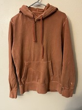 American Eagle Men's Soft Hoodie Orange Rust Solid  Sweatshirt, Size Small picture