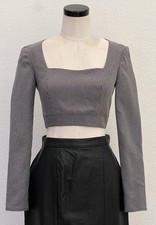 Wayf Mini Houndstooth Cropped Longsleeve Top XS NWT Nordstrom Y2K Capsule picture