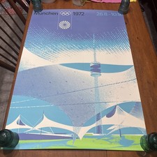 MUNICH 1972 OLYMPICS OLYMPIASTADION German A1 poster OTL AICHER art NM Original picture