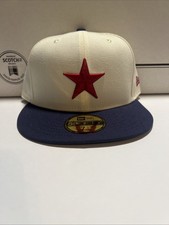 Detroit Stars Negro Leagues Cream Navy New Era 59Fifty Fitted Hat Multiple Sizes picture