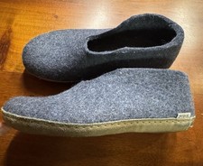 Glerups Womens Slip-On Blue Wool Felt Slipper with Leather Rubber Bottom Sz 8 picture