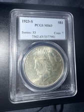 1923-S Peace Dollar - PCGS MS-63 San Francisco Better Date Series 53 Coin 7 picture