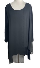 NWT Catherines Womens 3X Black Sheer Layered Tunic Top Lagenlook Minimalist picture