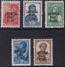 Stamp Germany Lettland Mi 1-2, 4-6 1941 WWII Latvia War Occupation Russia MNH picture