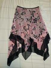 Xtraordinary Womens Small Pink Floral Handkerchief Hem Skirt Y2K Fairycore Midi picture