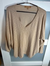 Ellen Tracy Beige V-Neck Lightweight Loose Fit Womens Top M                44-50 picture
