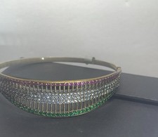 Vintage Hand Crafted Multi stone Brass Braclet picture