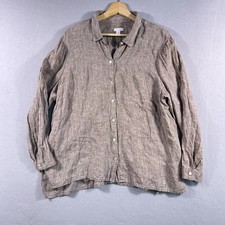 J. Jill Love Linen Essential Shirt Women’s PXL Brown Tan Button Up Blouse Tunic picture