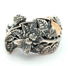 Video Limited Edition Samuel B 18K Gold 925 Sterling Silver Leaf 🍀 Ring Artisan picture