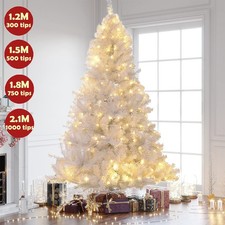 4/5/6/7ft Christmas Tree Artificial Traditional Pine With LED Fairy Lights Xmas picture