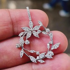 Stunning Flower Pendant In 14k White Gold Plated 2Ct Round Cut Simulated Diamond picture