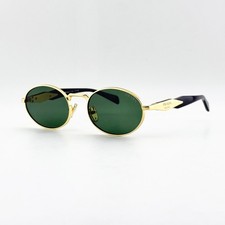 PRADA PR 65ZS Oval Sunglasses Black Gold Green Lens Women 55-20-140 Italy picture