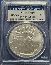 2013 (W) $1 American Silver Eagle-PCGS MS70 Struck At West Point Mint Label picture
