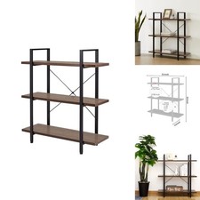 AZL1 Life Concept 3 Shelf Bookcase, Industrial Style, Dark Oak AZ300000 picture