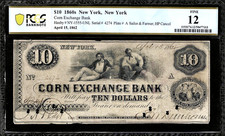April 15, 1862 New York Corn Exchange Bank $10 Obsolete Banknote Note PCGS F12 picture