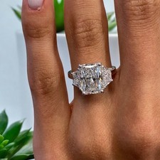 3Ct Radiant Cut Lab Created Diamond Engagement Wedding 14K White Gold FN Ring picture