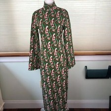ZARA Women's Green Multicolor With Sexy Front Slit Midi Dress Bloggers Fav SZ S picture