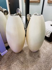 2 Vintage George Nelson Modernica Large Bubble Cigar Pendant Light Howard Miller picture