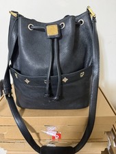 MCM Vintage Black Pebbled Leather Drawstring Shoulder picture