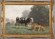 Hand Painted Classical Oil Painting Cows Cattle Vintage style Animal Unframed picture