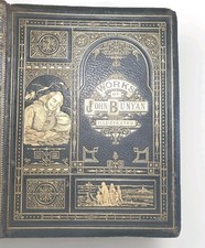 Antique 1874 Works of John Bunyan Pilgrims Progress Leather Illustrated Kronheim picture