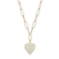 Sophisticated 1.05Ct Moissanite Heart Paperclip Necklace 18'' – 14K Yellow Gold picture
