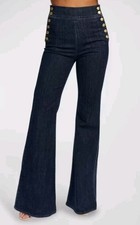 NWT Ramy Brook Romee Bootcut Jeans Womens 32 (32×35) Dark Rinse Button Accented  picture