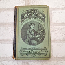 Antique 1869 Harvey's Elementary Grammar English Teaching Hardcover School Book picture