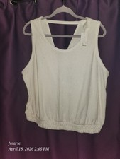 Lane Bryant LIVI Active Terry Cloth Open Back Tank Top - White - Size 18/20 picture