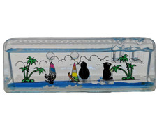 Lucite Acrylic Beach Oil Paper Weight Pen Holder Desktop Souvenir Collectible US picture
