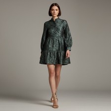 Tuckernuck Alette Mini Dress Women S Emerald Mirasol Jacquard Tiered NWT $248 picture