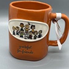Rae Dunn x Peanuts Grateful For Friends Orange Coffee Mug NEW picture