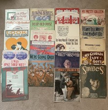 Vtg Antique Sheet Music 47pcs Late 1800s-1920s Ragtime WWI Eras Illustrated picture