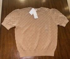 Uniqlo Women's cropped Blouse tan/brown size M New picture