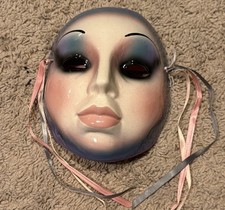 VTG 1980's About Face Porcelain Face Mask Pastels Ribbon San Francisco Box picture