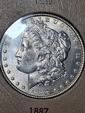 1887-P MORGAN DOLLAR. MS+++++/BU/ CHOICE GEM. SEE PHOTOS. picture