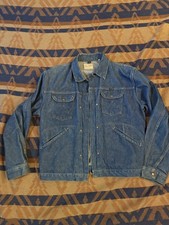 Vintage 60s 70s Wrangler 24MJZ Denim Jean Jacket gripper Zip Made in USA Size 42 picture