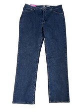 Lee Riders Women's Relaxed Fit Straight Leg Dark Wash Blue Denim Jeans 16 L NWT picture