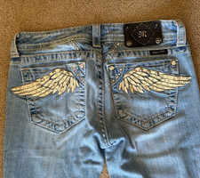 Miss Me Women's Jeans Boot JP5331B2 Embellishments Blue Denim Low Rise Size 28 picture