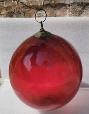 RARE VINTAGE RED GLASS KUGEL BALL ORNAMENT CHRISTMAS SHINY BRITE MADE INGERMANY  picture