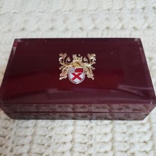 Vintage Lord Elgin Acrylic/Lucite Empty Watch Box Burgundy with Logo Crest 40’s picture