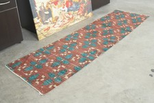2x8 Turkish Antique Runner Rug Anatolian Hand-Knotted Vintage Oushak Carpet,212 picture