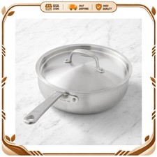 Williams Sonoma Made In Stainless Steel Saucier 3 Qt Sauce Pan picture