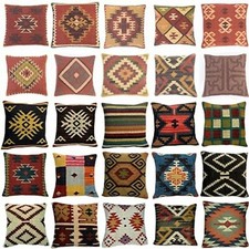 Indian Handmade Vintage Cushions Kilim Pillow  Wool Jute Cushion Cover Throw picture